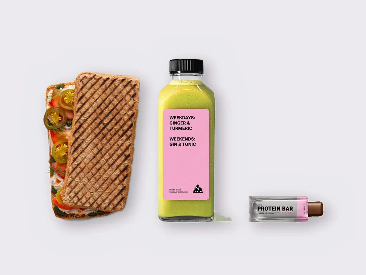 The Ultimate JOE Trio — Spicy Tuna Sandwich, Green Sport, JOE's Protein Bar