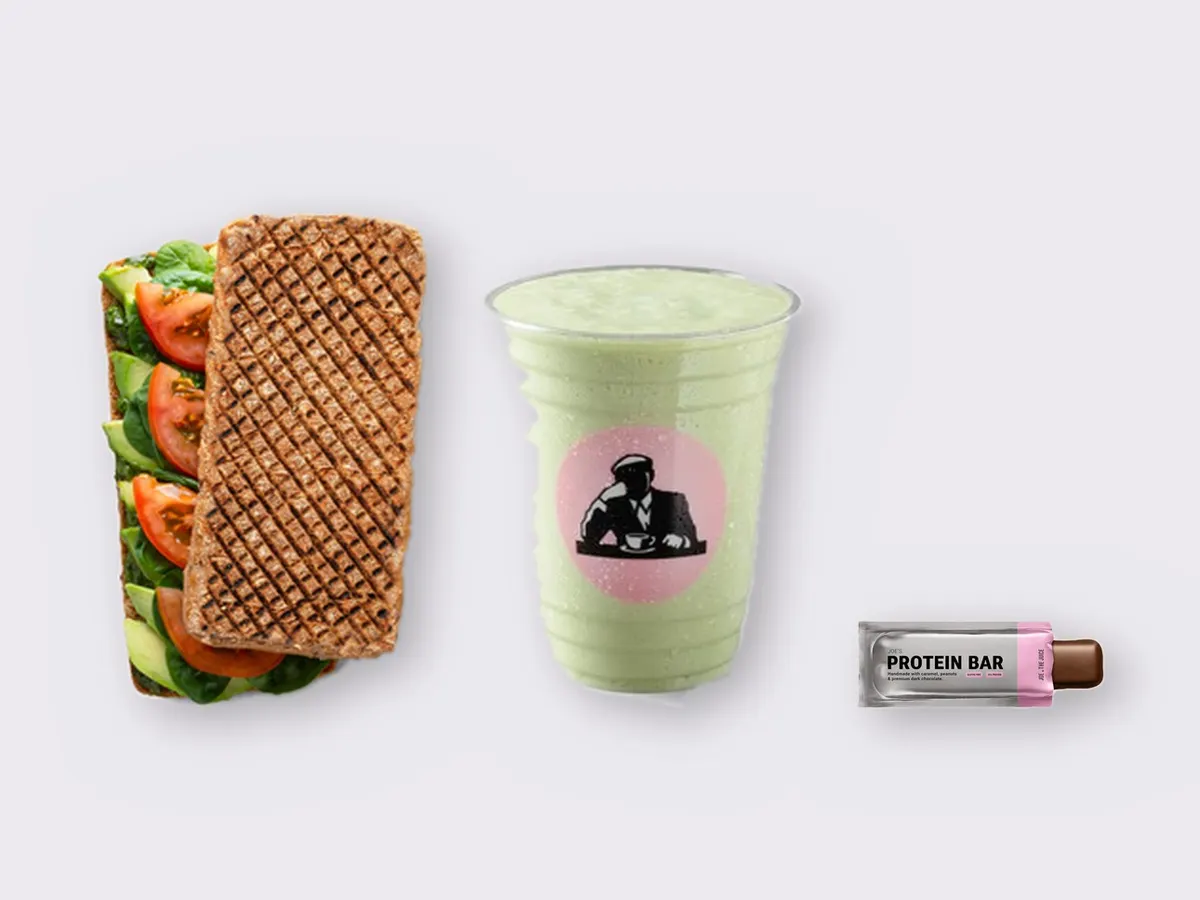 The Ultimate JOE Trio — DF Avocado Sandwich, Avo Shake, JOE's Protein Bar