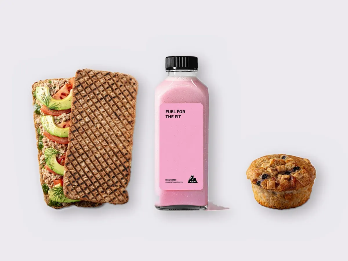 The Ultimate JOE Trio — Tunacado Sandwich, Power Shake, Blueberry Muffin