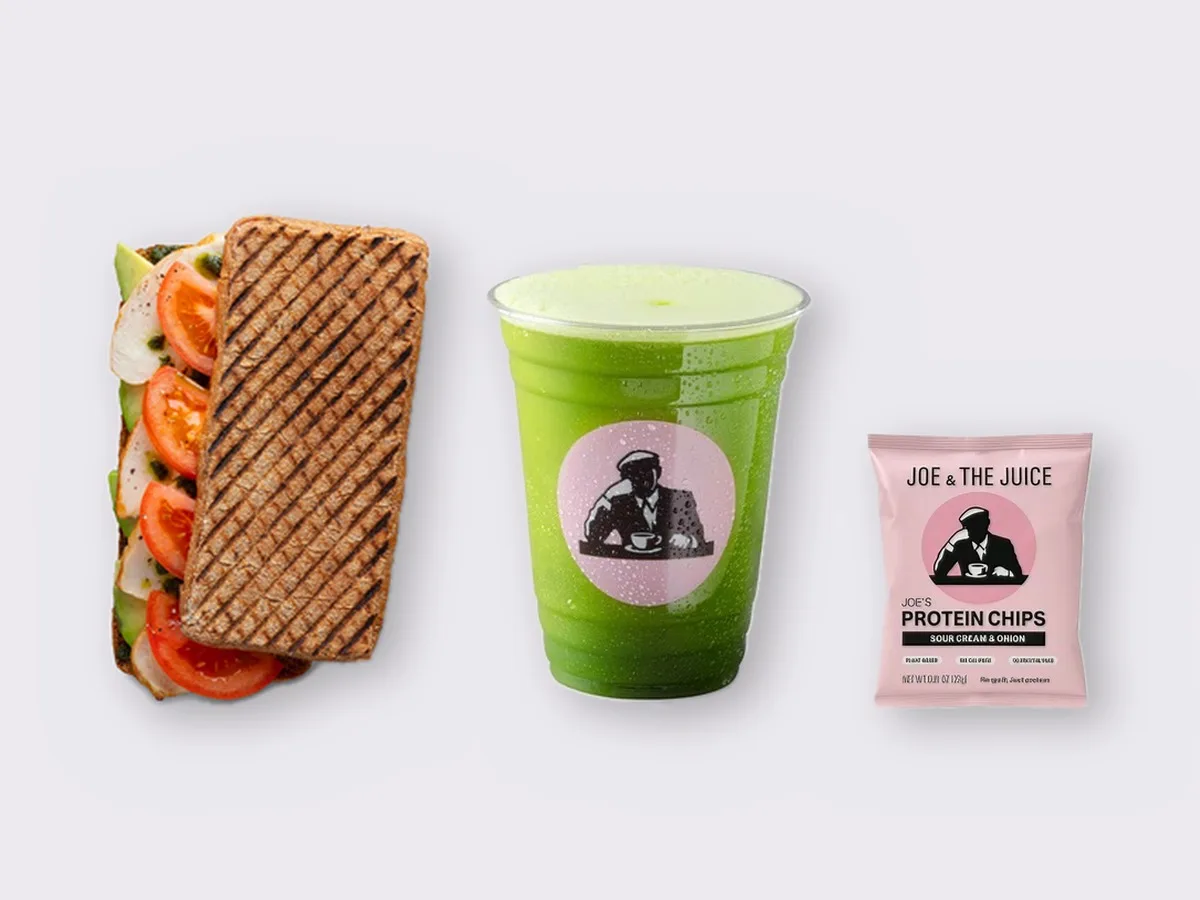 The Ultimate JOE Trio — JOE's Club Sandwich, Green Tonic, JOE's Protein Chips