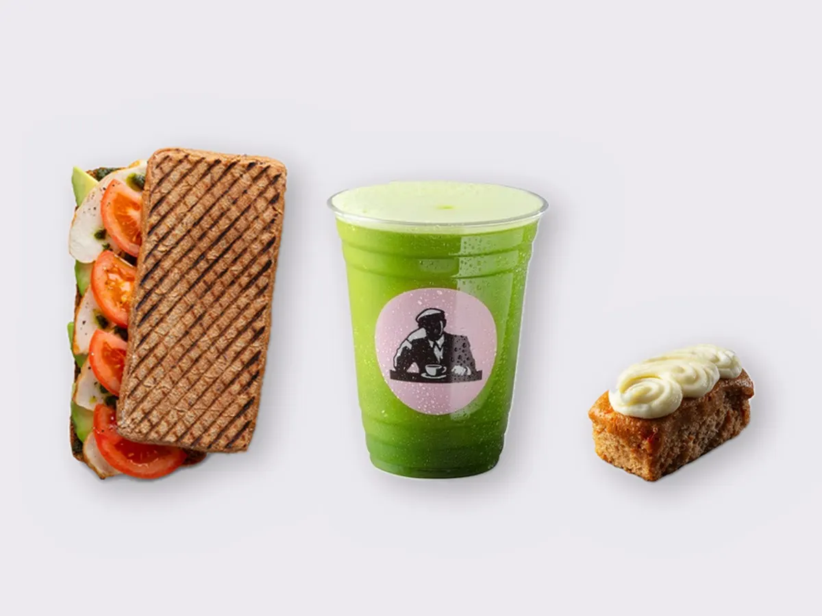 The Ultimate JOE Trio — JOE's Club Sandwich, Green Tonic, Carrot Cake