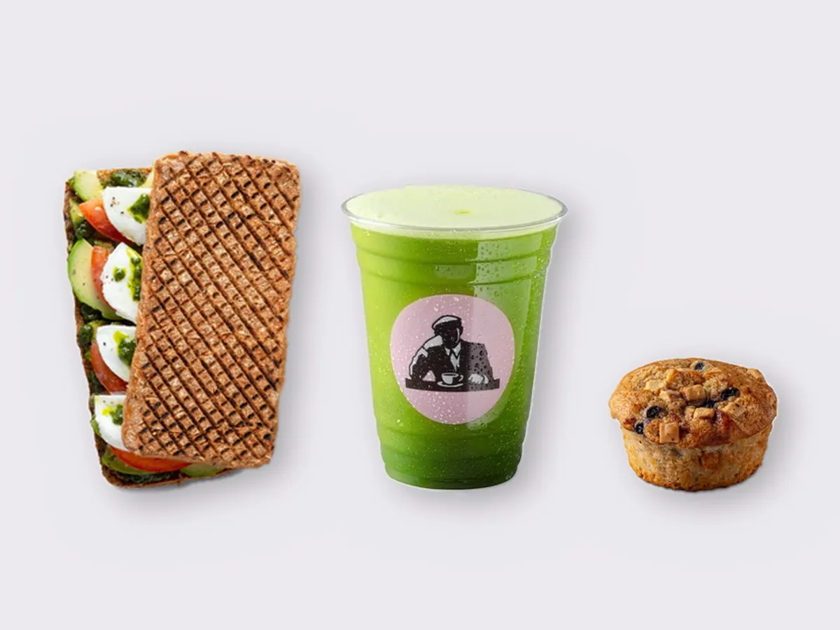 The Ultimate JOE Trio — Avocado Sandwich, Green Tonic, Blueberry Muffin
