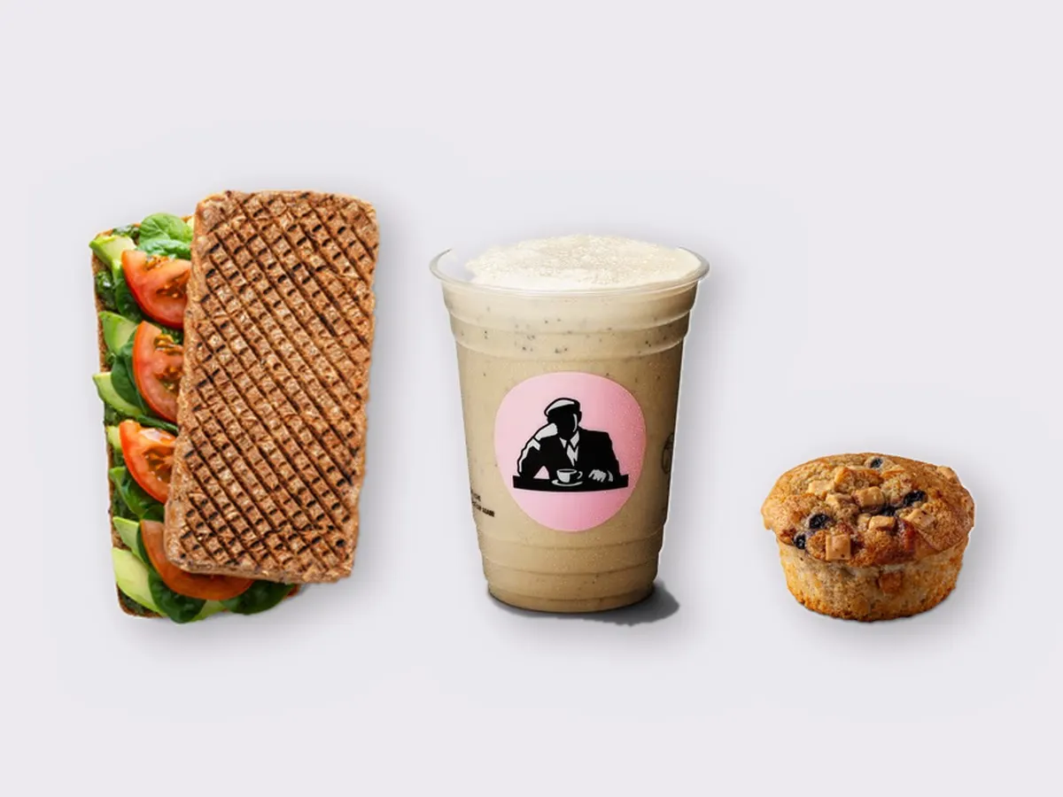 The Ultimate JOE Trio — DF Avocado Sandwich, Coffee Shake, Blueberry Muffin