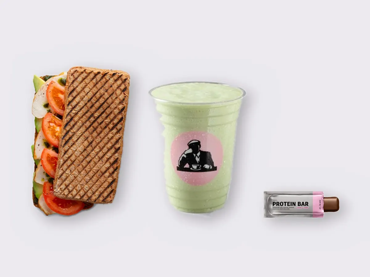 The Ultimate JOE Trio — JOE's Club Sandwich, Avo Shake, JOE's Protein Bar The Ultimate JOE Trio — JOE's Club Sandwich, Avo Shake, JOE's Protein Bar