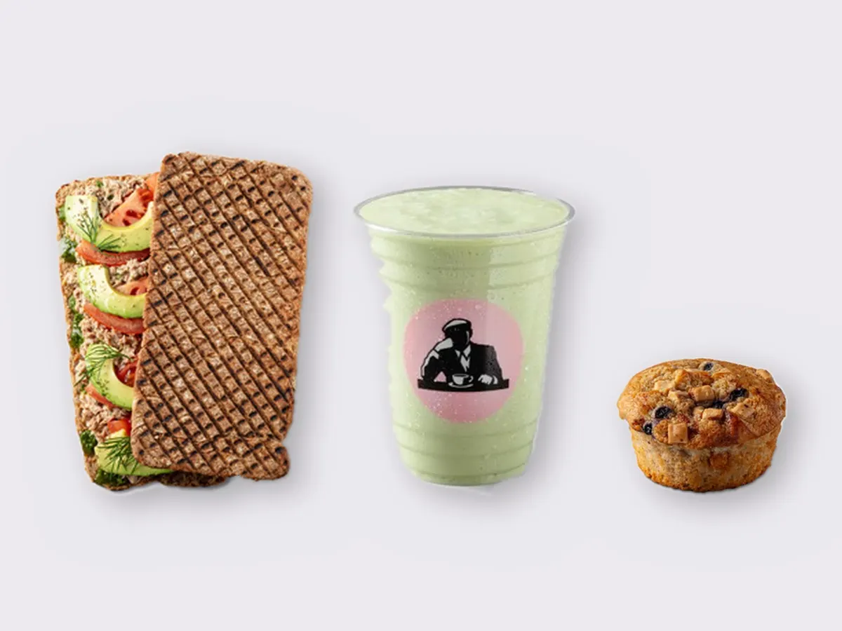 The Ultimate JOE Trio — Tunacado Sandwich, Avo Shake, Blueberry Muffin The Ultimate JOE Trio — Tunacado Sandwich, Avo Shake, Blueberry Muffin