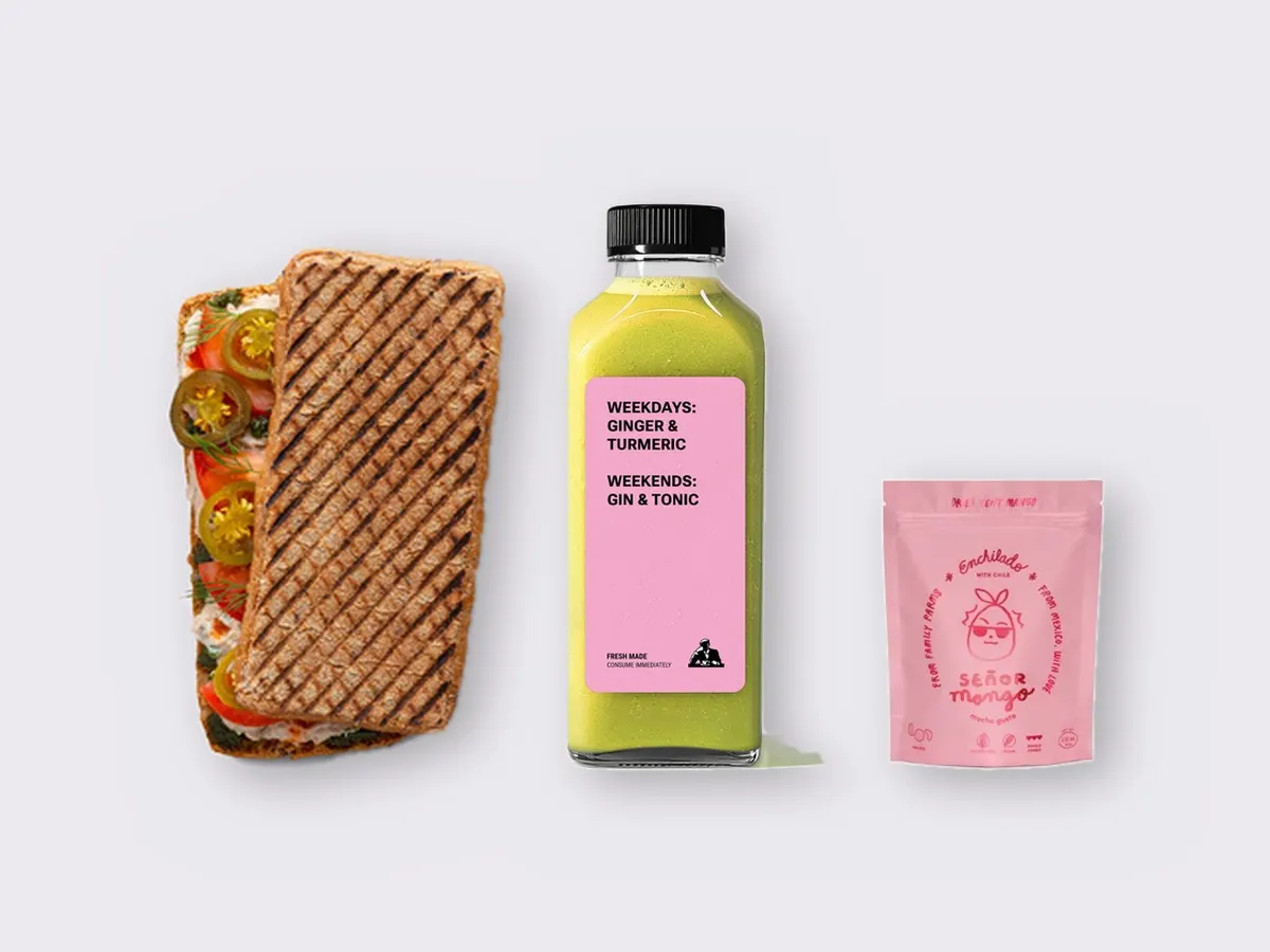The Ultimate JOE Trio — Spicy Tuna Sandwich, Green Sport, Tangy Mango Bites