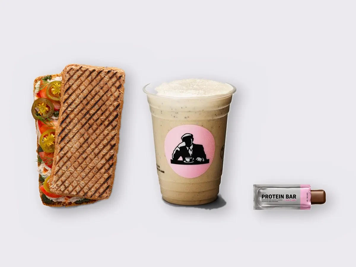 The Ultimate JOE Trio — Spicy Tuna Sandwich, Coffee Shake, JOE's Protein Bar