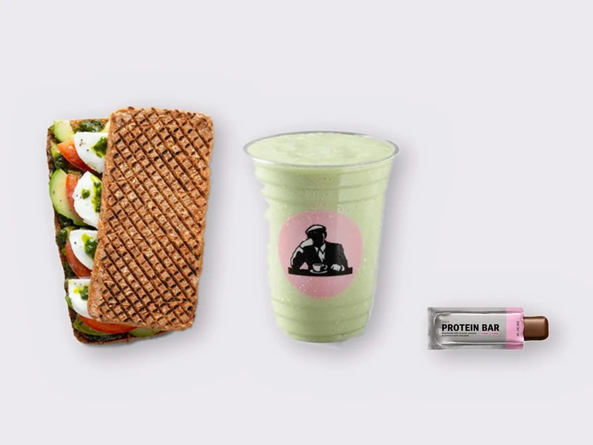 The Ultimate JOE Trio — Avocado Sandwich, Avo Shake, JOE's Protein Bar