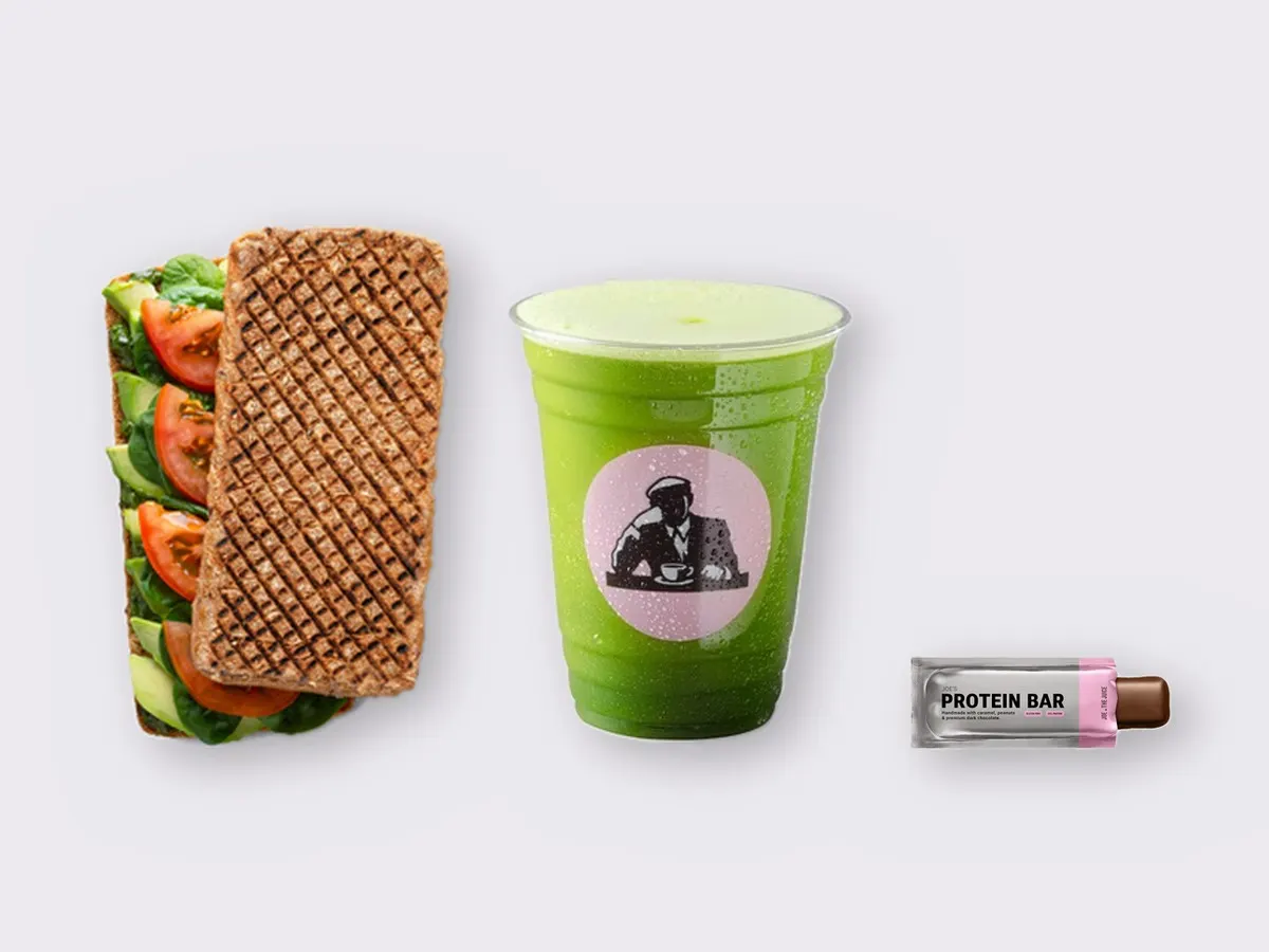 The Ultimate JOE Trio — DF Avocado Sandwich, Green Tonic, JOE's Protein Bar