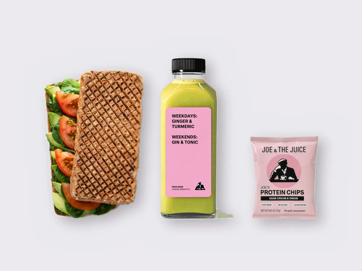 The Ultimate JOE Trio — DF Avocado Sandwich, Green Sport, Protein Chips