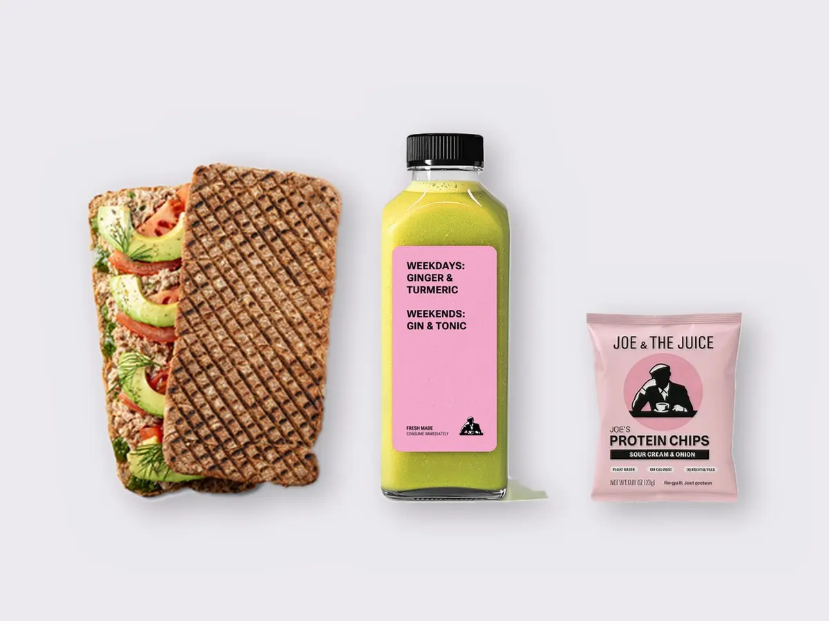 The Ultimate JOE Trio — Tunacado Sandwich, Green Sport, JOE's Protein Chips