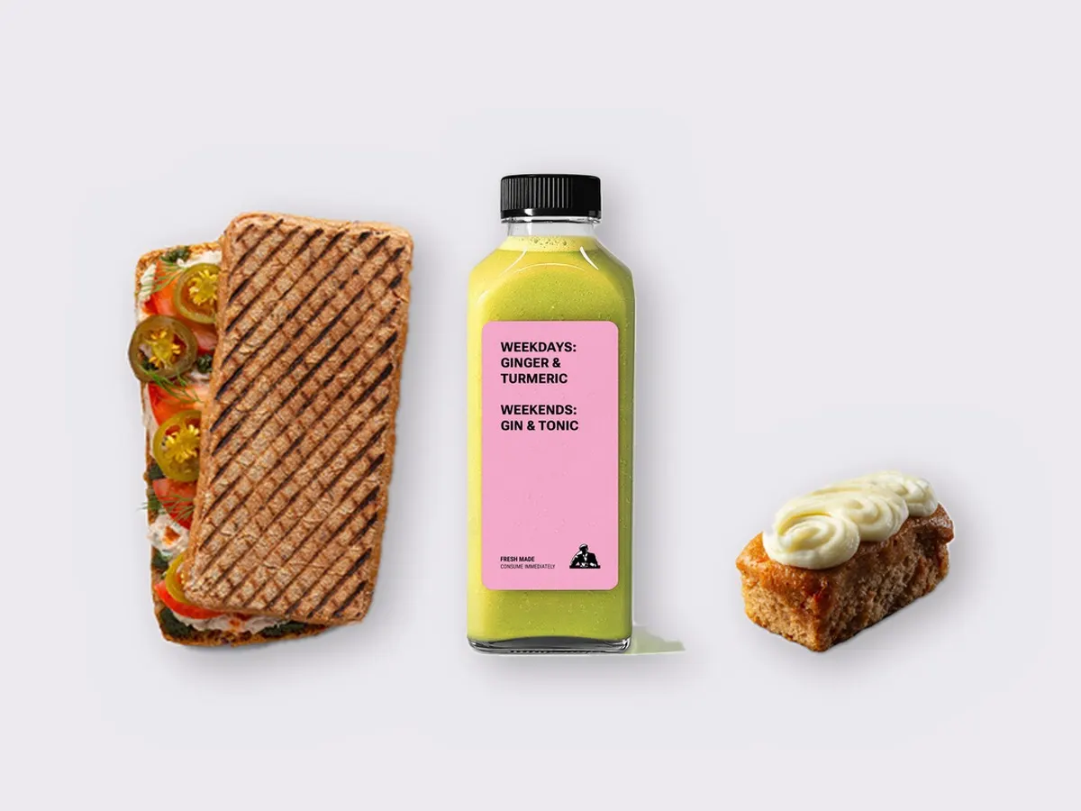The Ultimate JOE Trio — Spicy Tuna Sandwich, Green Sport, Carrot Cake