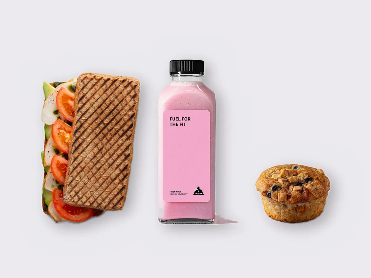 The Ultimate JOE Trio — JOE's Club Sandwich, Power Shake, Blueberry Muffin