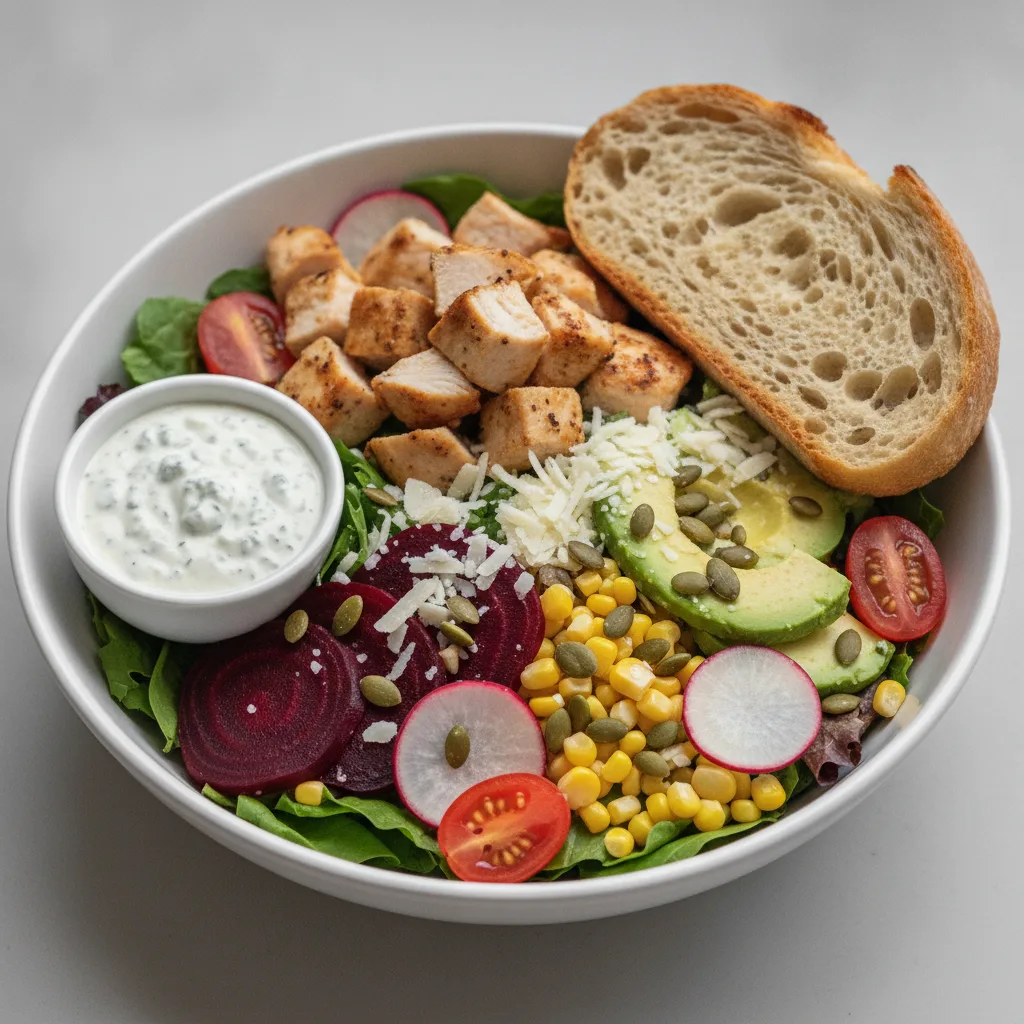 Fresh From the Market Salad with Chicken, Blue Cheese Dressing, Sourdough
