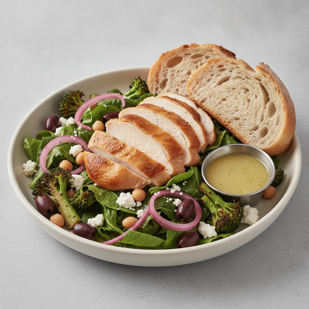 Mama's Mediterranean, Roasted Chicken, Lemon Herb Vinaigrette, Sourdough