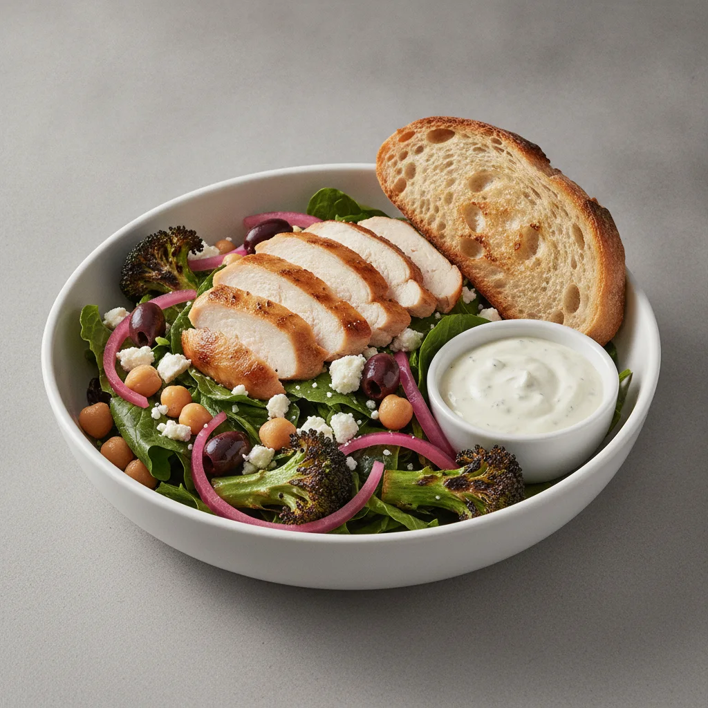 Mama's Mediterranean, Roasted Chicken, Blue Cheese Dressing, Sourdough