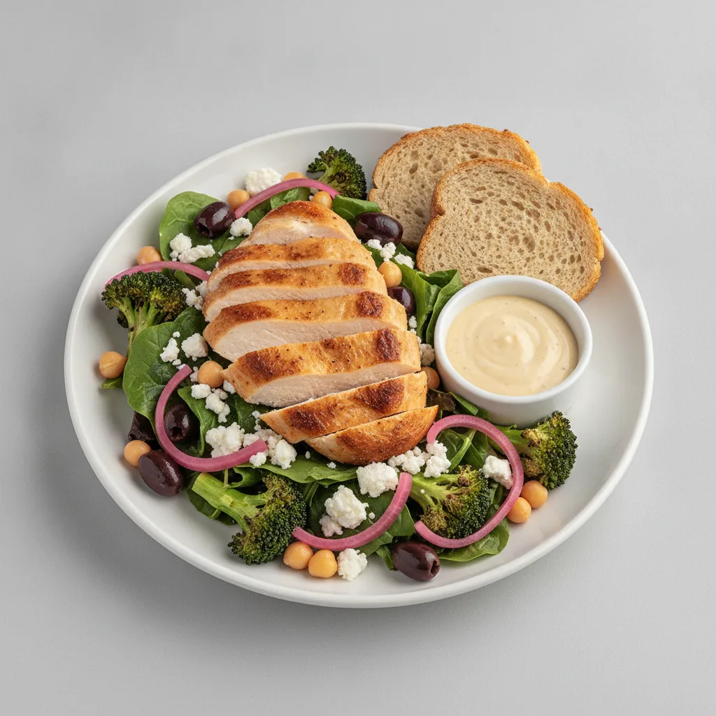 Mama's Mediterranean, Roasted Chicken, Caesar Dressing, GF Bread