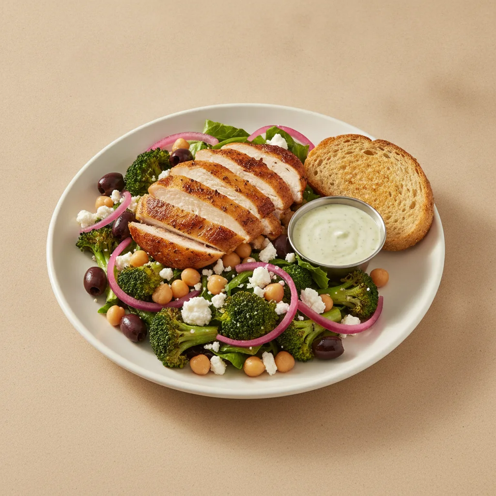 Mama's Mediterranean, Roasted Chicken, Green Goddess Dressing, GF Bread