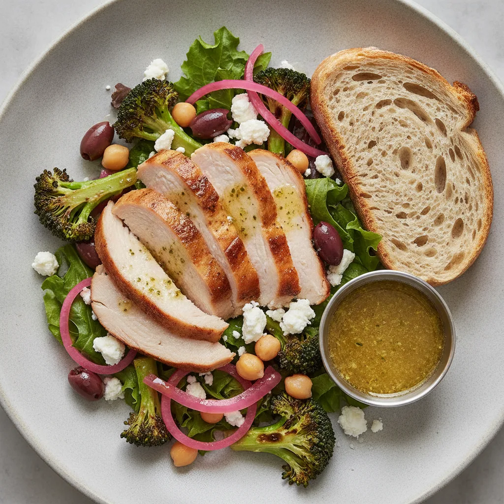 Mama's Mediterranean, Fresh Roasted Turkey, Lemon Herb Vinaigrette, Sourdough