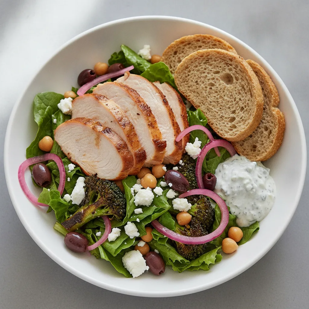 Mama's Mediterranean, Fresh Roasted Turkey, Blue Cheese Dressing, GF Bread