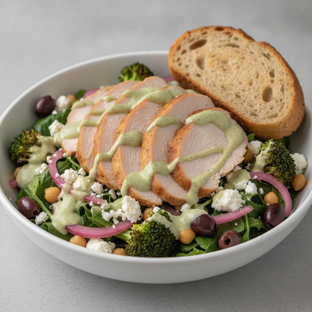 Mama's Mediterranean, Fresh Roasted Turkey, Green Goddess Dressing, GF Bread