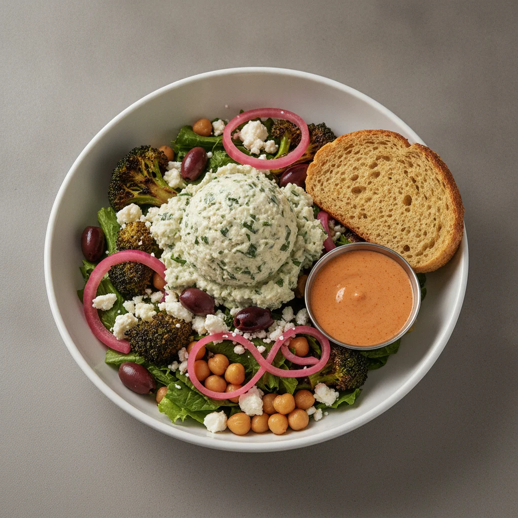 Mama's Mediterranean, Herb Chicken Salad, Chipotle Ranch, GF Bread