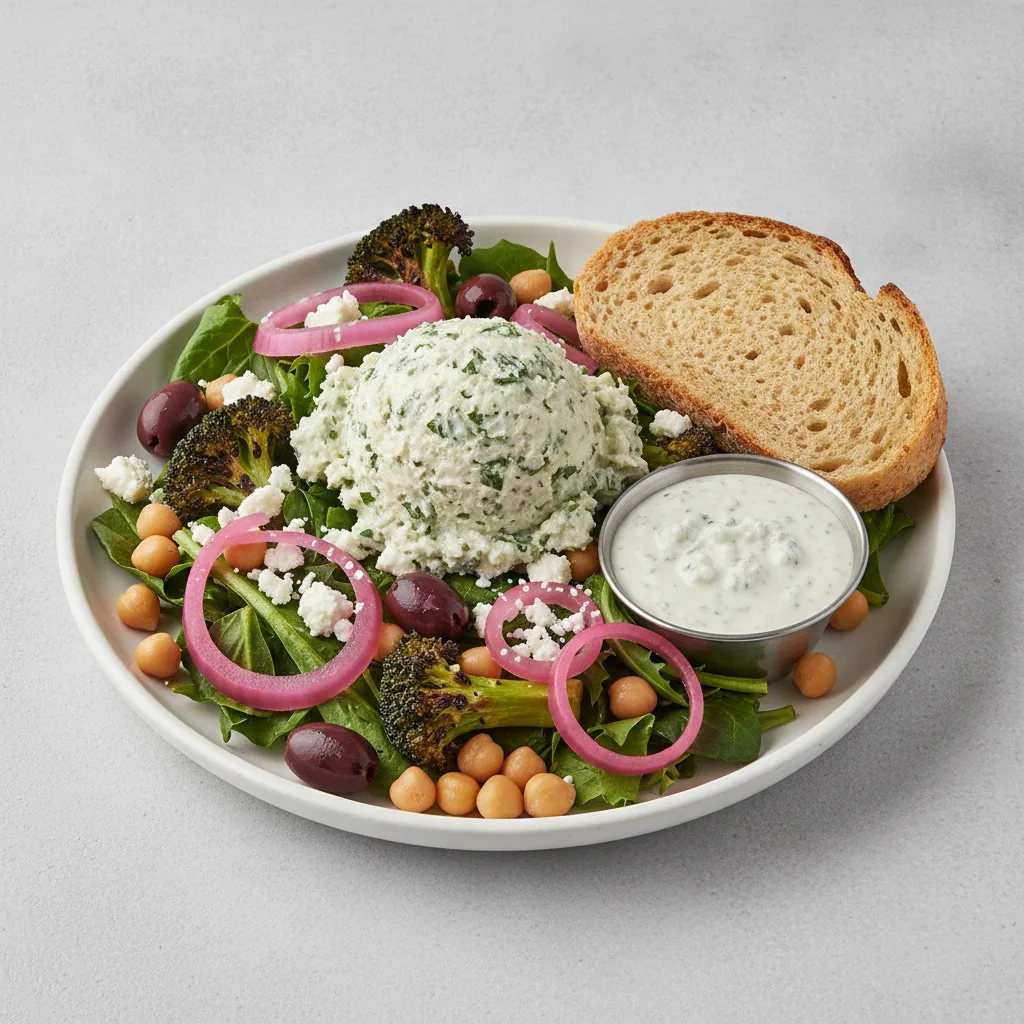 Mama's Mediterranean, Herb Chicken Salad, Blue Cheese Dressing, GF Bread