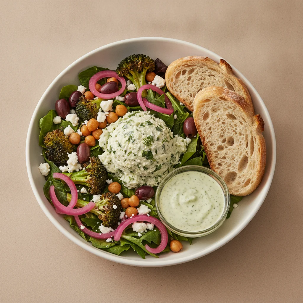 Mama's Mediterranean, Herb Chicken Salad, Green Goddess Dressing, Sourdough