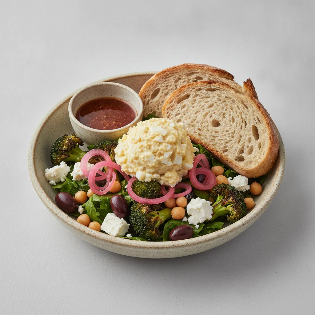 Mama's Mediterranean, Japanese Style Egg Salad, Balsamic Vinaigrette, Sourdough