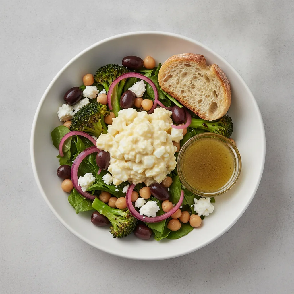 Mama's Mediterranean, Japanese Egg Salad, Lemon Herb Vinaigrette, Sourdough