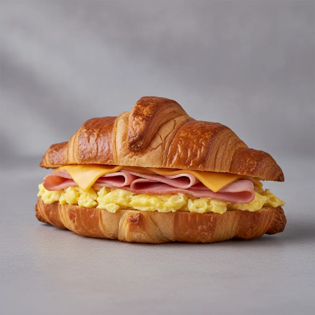 Cheesy Ham Croissant Sandwich