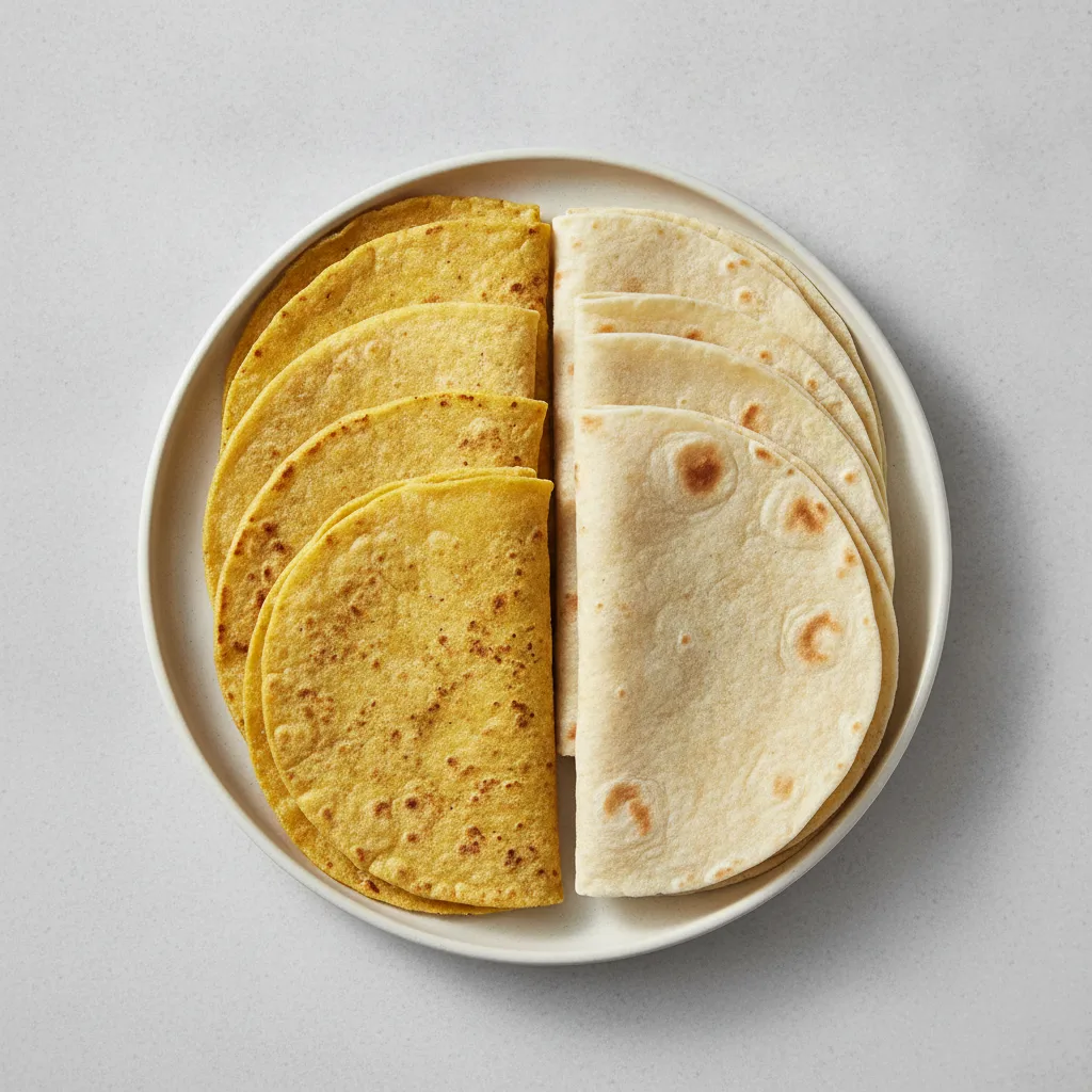 Half Corn Tortillas, Half Flour Tortillas - Side Half Corn Tortillas, Half Flour Tortillas - Side