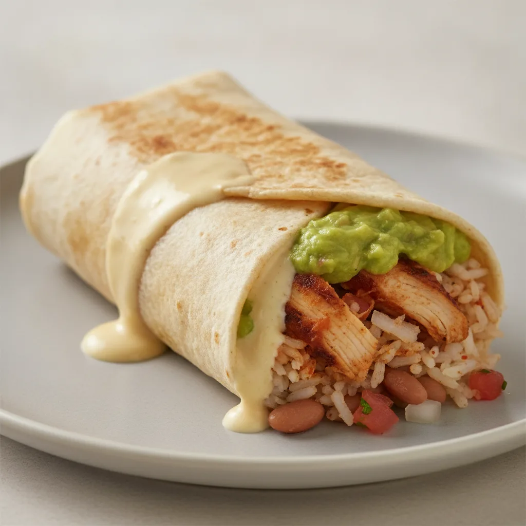 Queso Guacamole Chicken Burrito Queso Guacamole Chicken Burrito