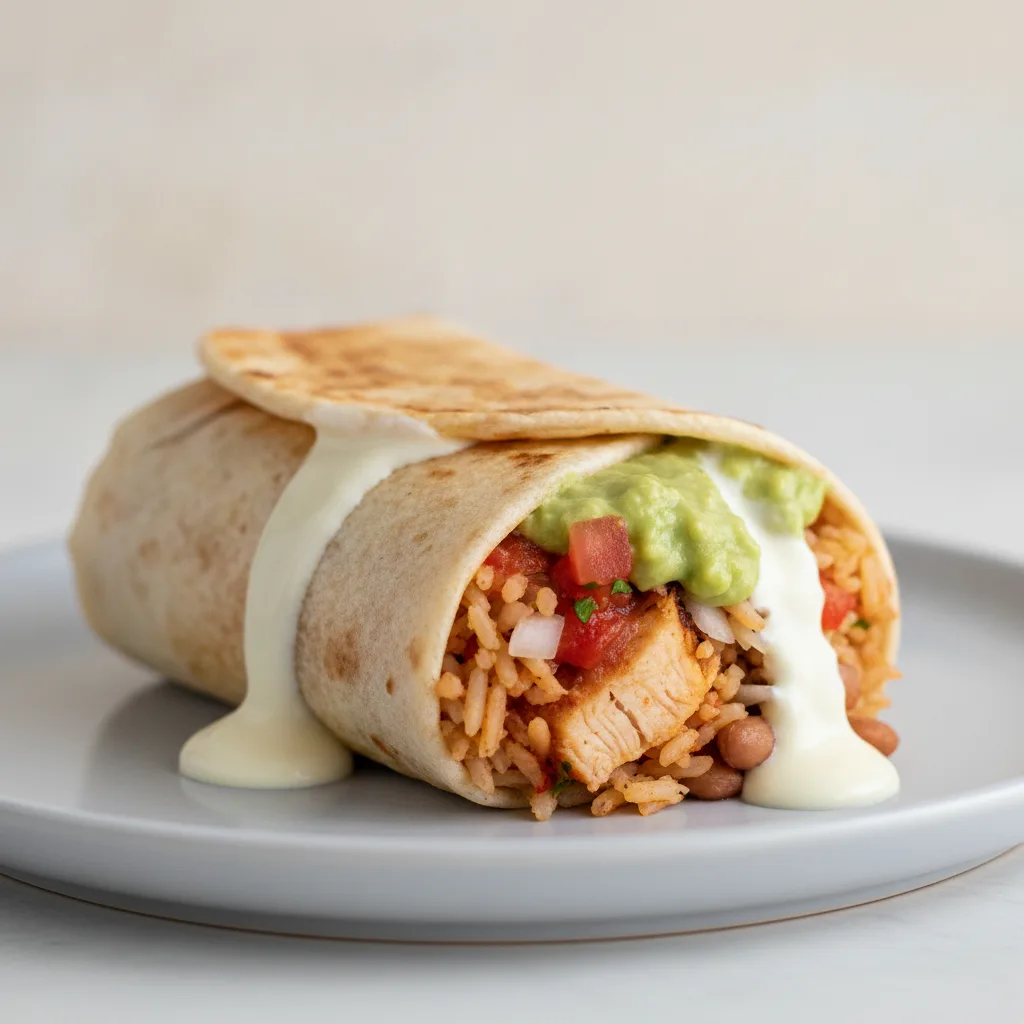 Queso Guacamole Chicken Burrito Queso Guacamole Chicken Burrito