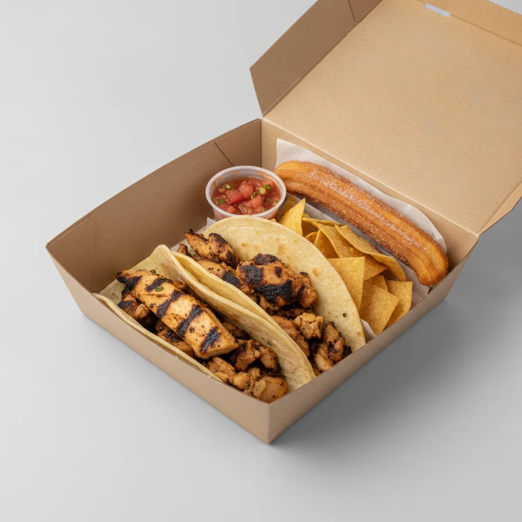 Taco Box – 2 Chicken Tacos Al Carbon Taco Box – 2 Chicken Tacos Al Carbon