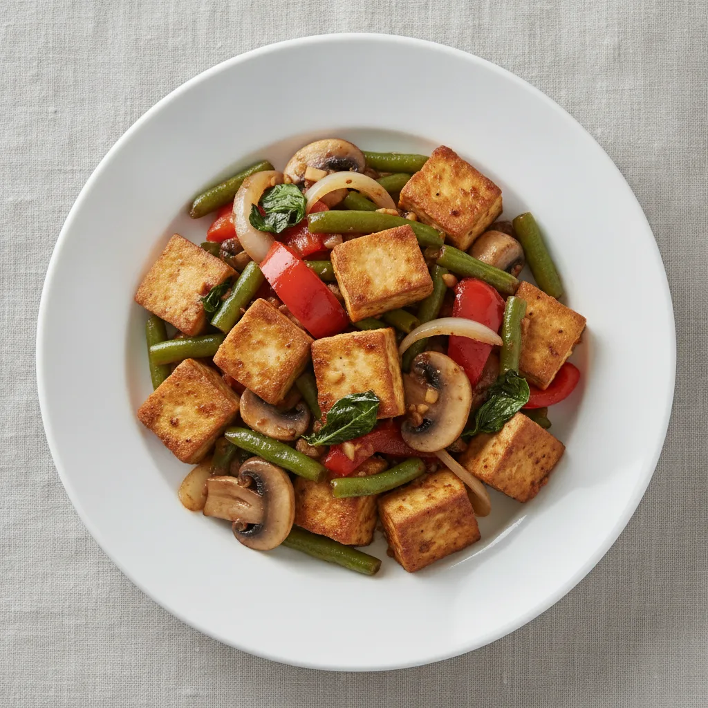 Vegan Phad Bai Kaplau (Basil) - Tofu Vegan Phad Bai Kaplau (Basil) - Tofu