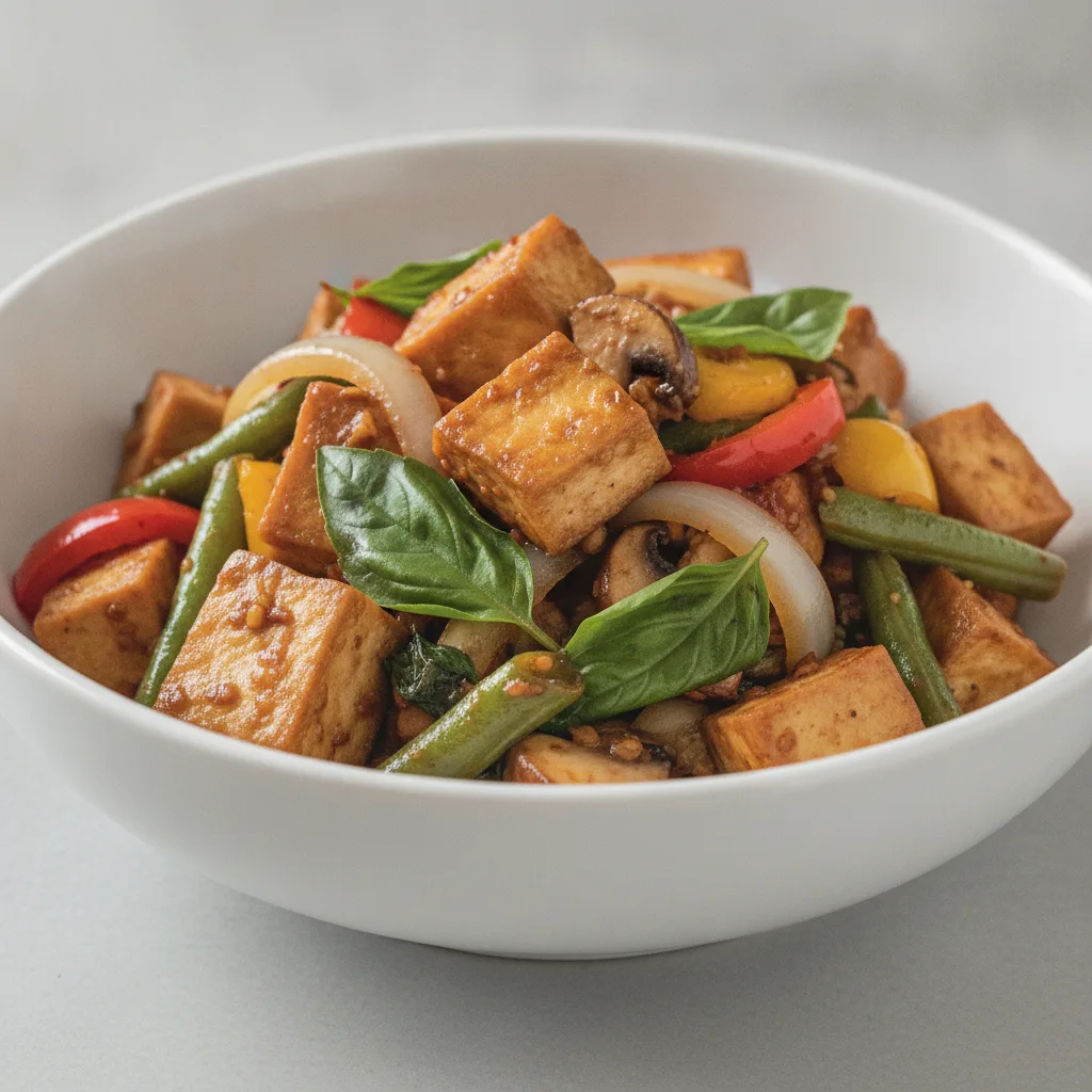 Vegan Phad Bai Kaplau (Basil) - Tofu Vegan Phad Bai Kaplau (Basil) - Tofu
