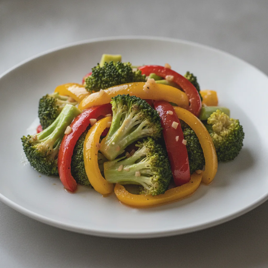 Sauteed Broccoli and Fire Roasted Bell Peppers (Cajun Dinner Menu)