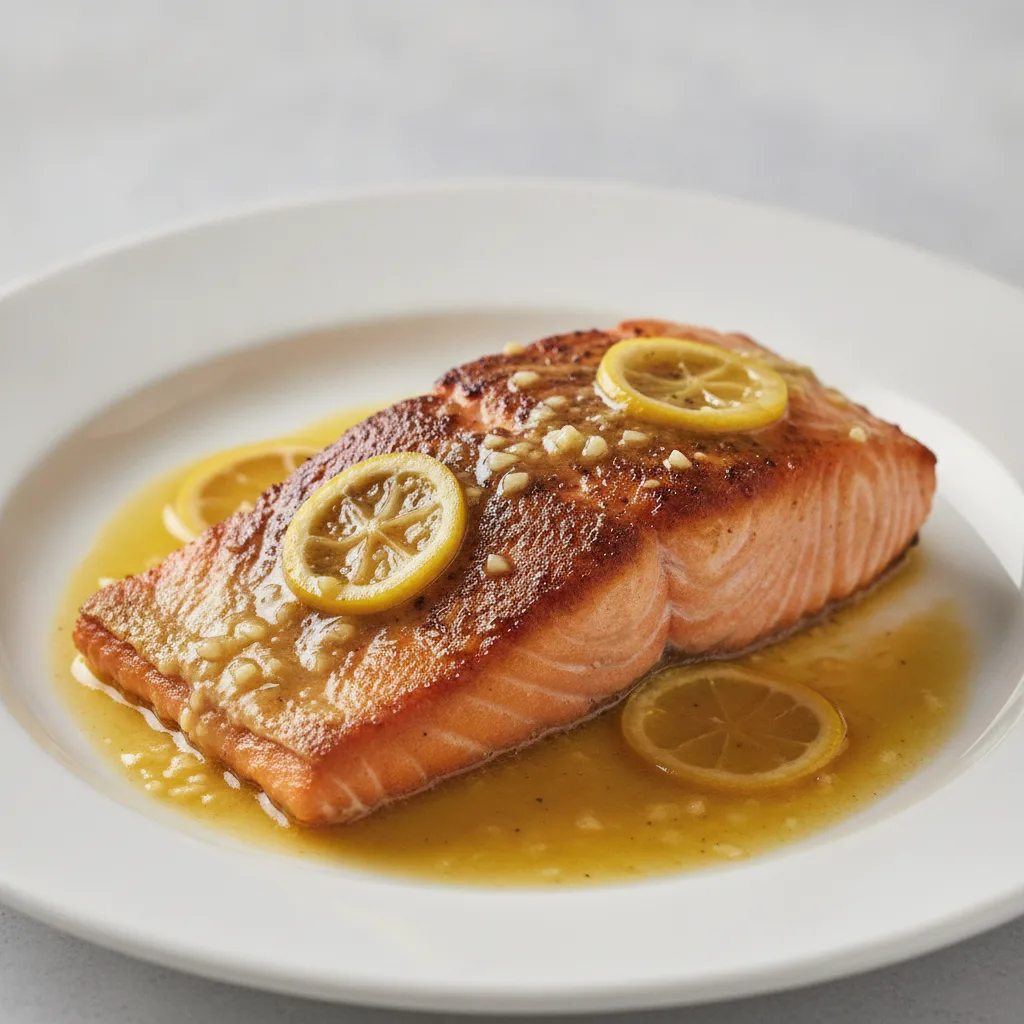 Pan Seared Salmon with Lemon Scampi Sauce (Italian Dinner)