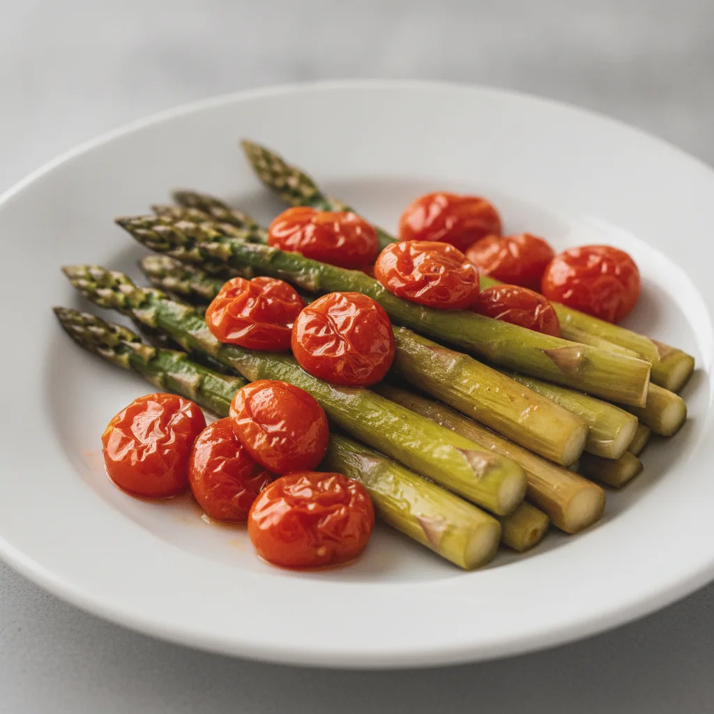 Roasted Asparagus with Confit Cherry Tomatoes (Italian Dinner)