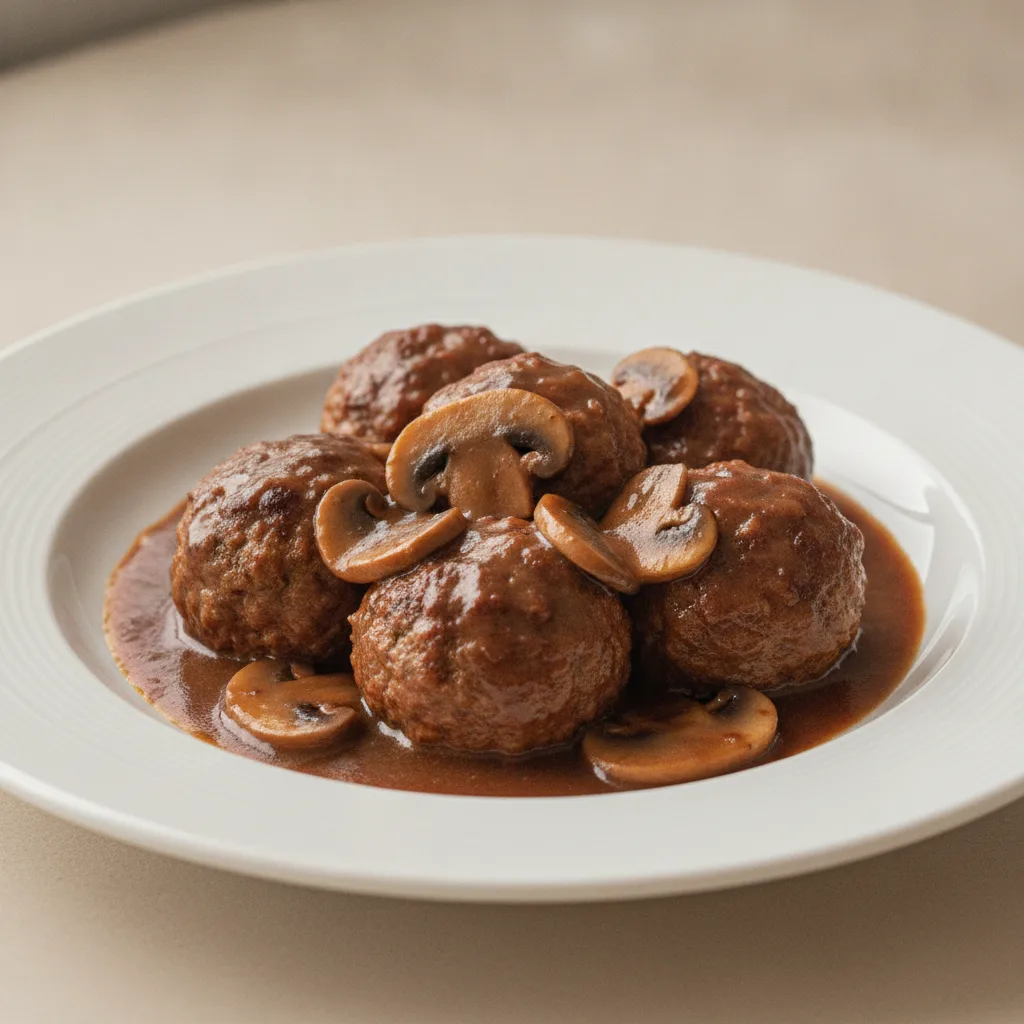 Impossible Meatballs in Red Wine Mushroom Sauce (Pork Tenderloin/Chicken Dinner)