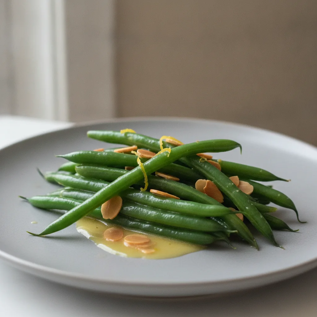 Green Beans Almondine - Blanched Green Beans Tossed in a Garlic Almond Lemon Sauce (Pork Tenderloin/Chicken Dinner)