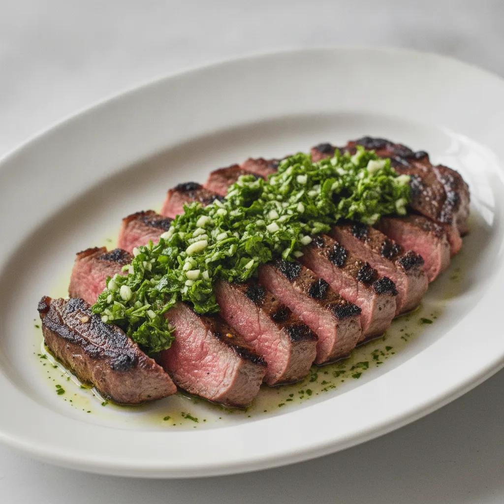 Grilled Sirloin Steak with Chimichurri Sauce (Steak Dinner)