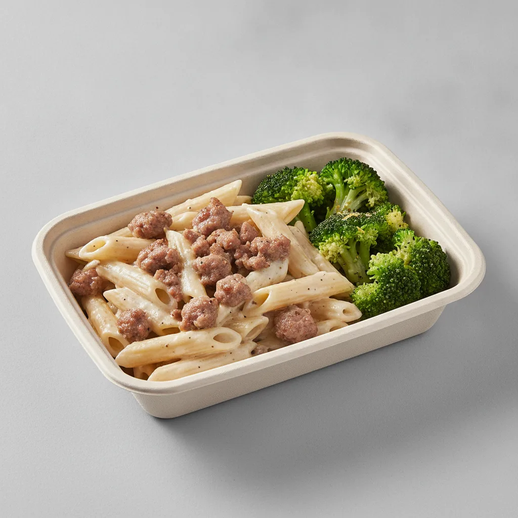 Little Lottis Bowl Box - Penne Pasta with Italian Sausage, Classic Alfredo and Lemon Pepper Broccoli Little Lottis Bowl Box - Penne Pasta with Italian Sausage, Classic Alfredo and Lemon Pepper Broccoli