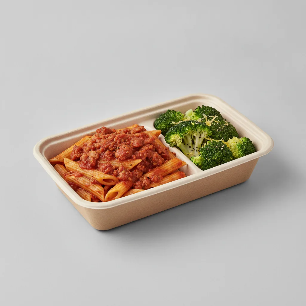 Little Lottis Bowl Box - Penne Pasta with Italian Sausage, Garlic Marinara and Lemon Pepper Broccoli Little Lottis Bowl Box - Penne Pasta with Italian Sausage, Garlic Marinara and Lemon Pepper Broccoli