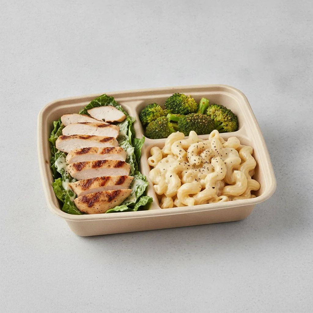 Little Lottis Bowl Box - Caesar Salad with Grilled Chicken, Classic Alfredo and Lemon Pepper Broccoli Little Lottis Bowl Box - Caesar Salad with Grilled Chicken, Classic Alfredo and Lemon Pepper Broccoli