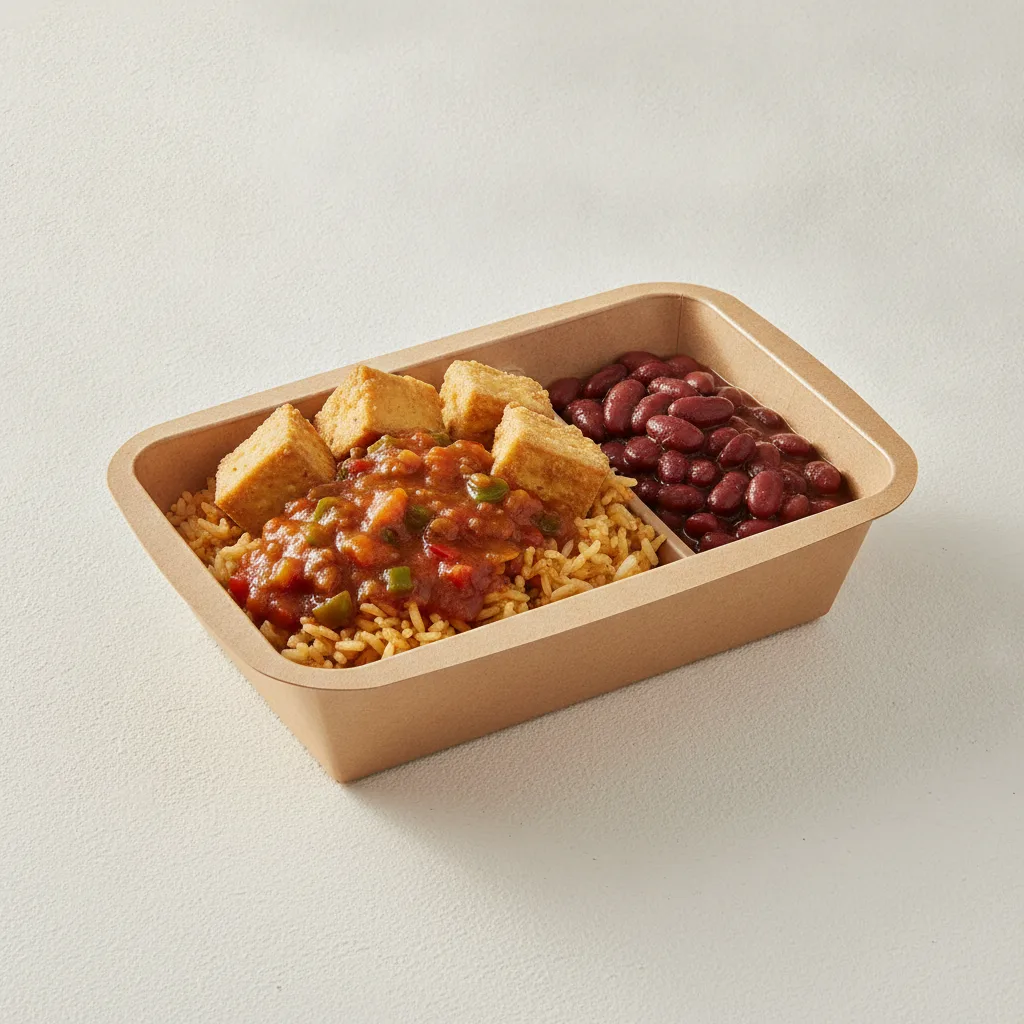 Bayou Boy Bowl Box - Cajun Rice, Fried Tofu, Etouffee, and Red Beans