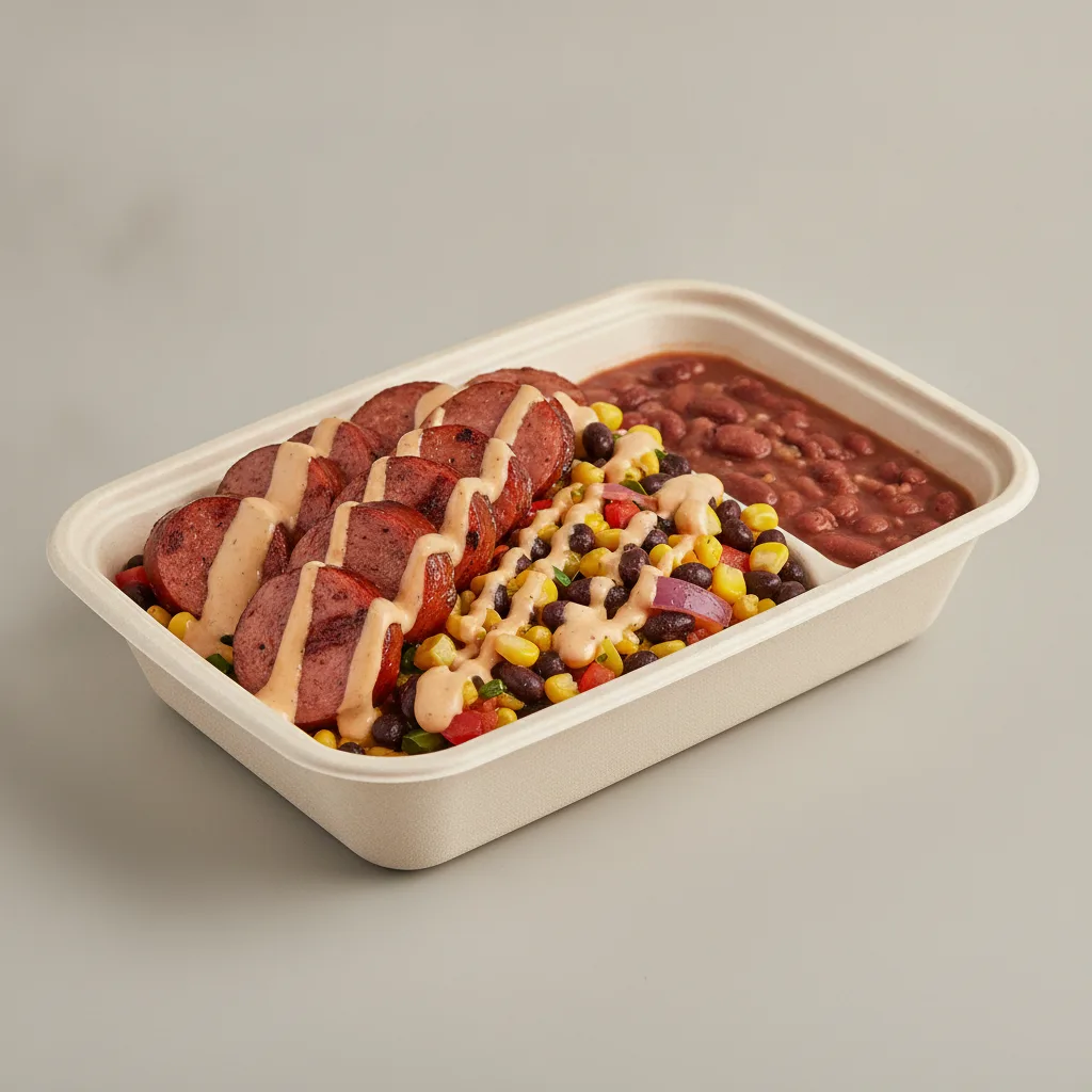 Bayou Boy Bowl Box - Grilled Corn Salad, Andouille Sausage, Cajun Ranch, and Red Beans