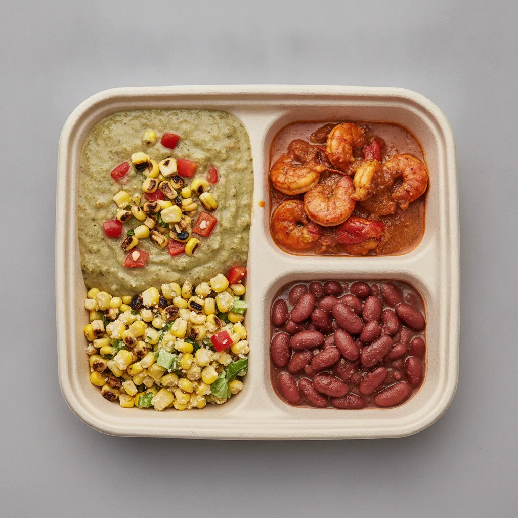 Bayou Boy Bowl Box - Grilled Corn Salad, Green Chili Gumbo, Etouffee, and Red Beans