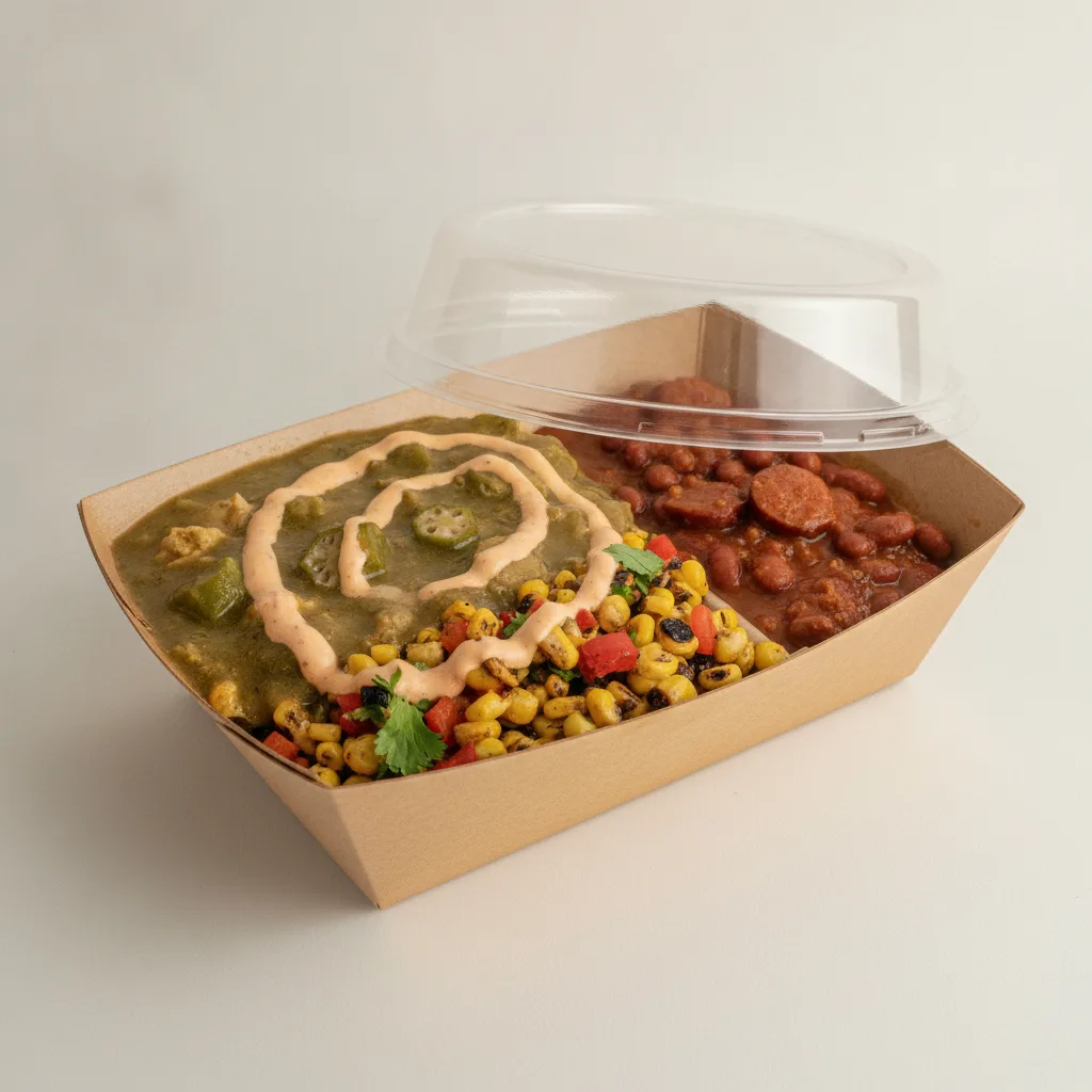 Bayou Boy Bowl Box - Grilled Corn Salad, Green Chili Gumbo, Cajun Ranch, and Red Beans